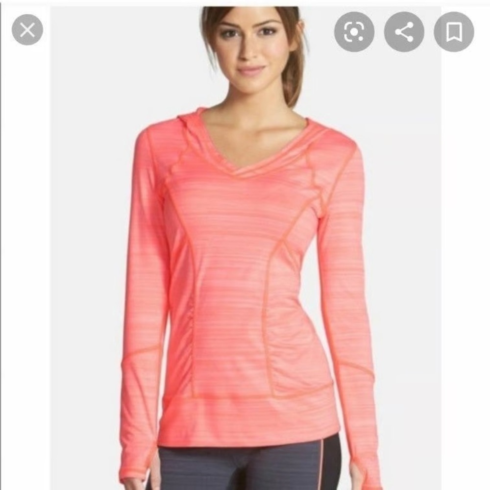 Zella Size L Women’s Pink Striped Athletic Long Sleeve Performance Running Top